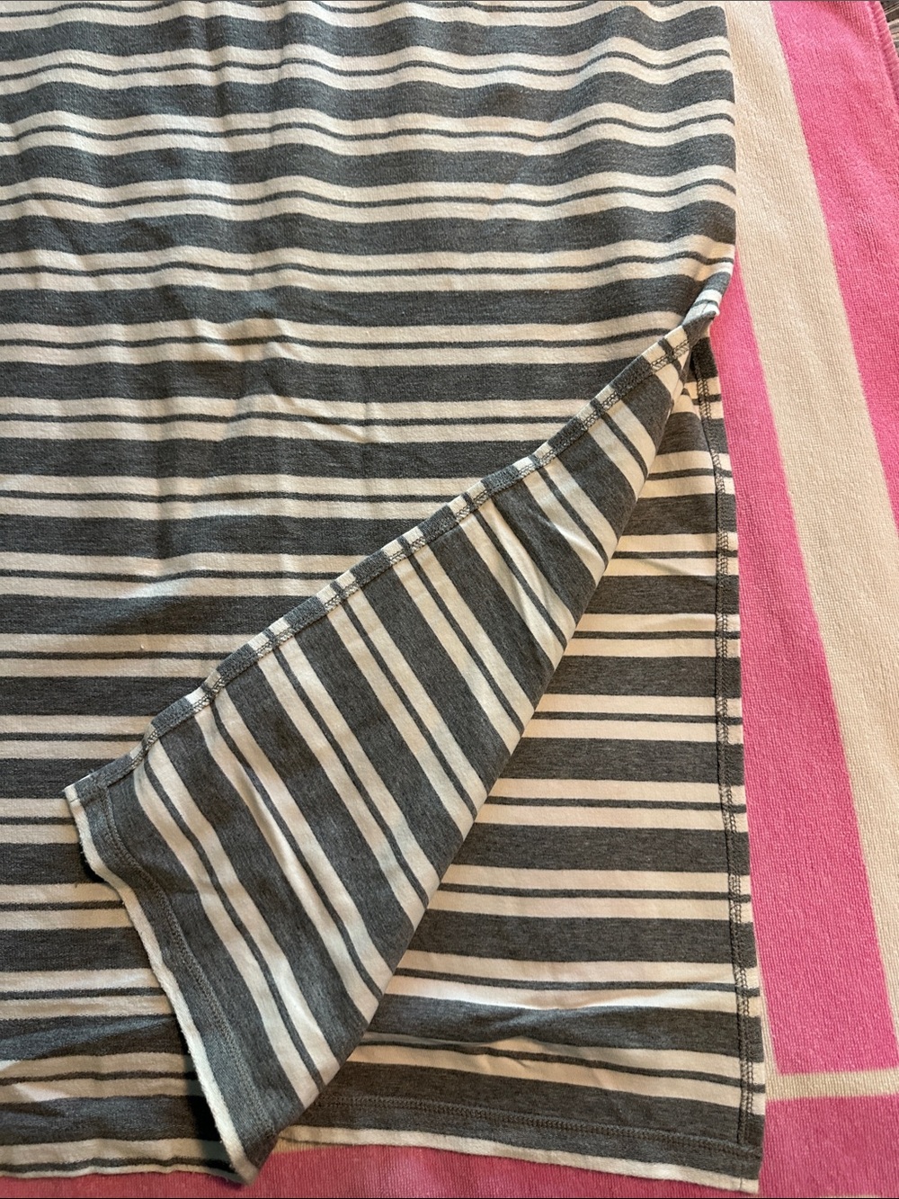 LOFT Gray and White Striped Women Dress